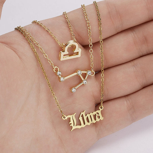 12 Constellation Zodiac Pendant Horoscope Necklace Astrology Necklace