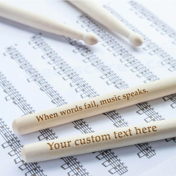 Pair of Custom Engraved Drum Sticks - Any name, Any Message, Personalised, Birthday, Best Man, Musician 5A Size