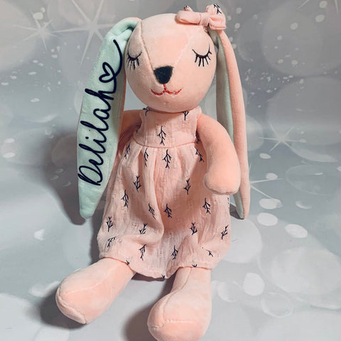 Personalised Easter soft toy bunny rabbit, new born baby girl gift 1st Birthday