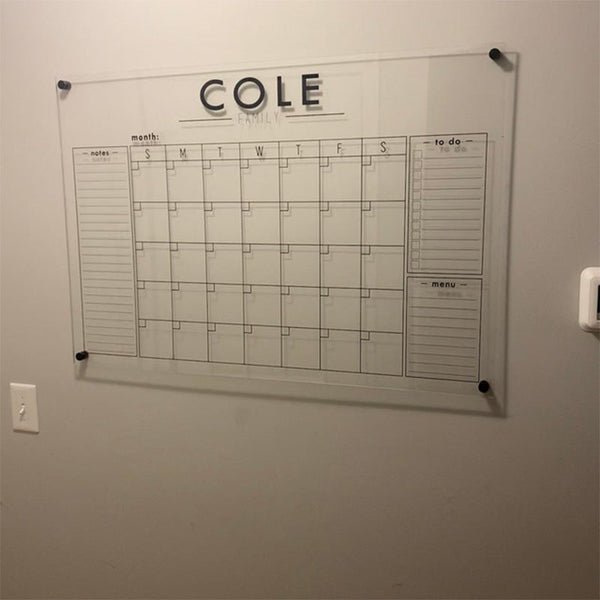 Custom Acrylic Calendar w/ Notes Box, Priorities Box, and Reminders Box