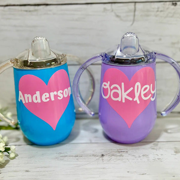 Heart Sippy Cup, Stainless Steel Toddler Cup, Training Cup, Personalized Sippy, Daycare, Preschool, Toddler Gift, Custom Love Cup