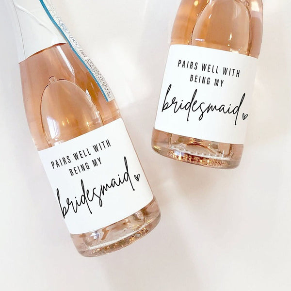 Modern Bridesmaid Gift Mini Champagne Label, Bridesmaid Proposal Box Idea