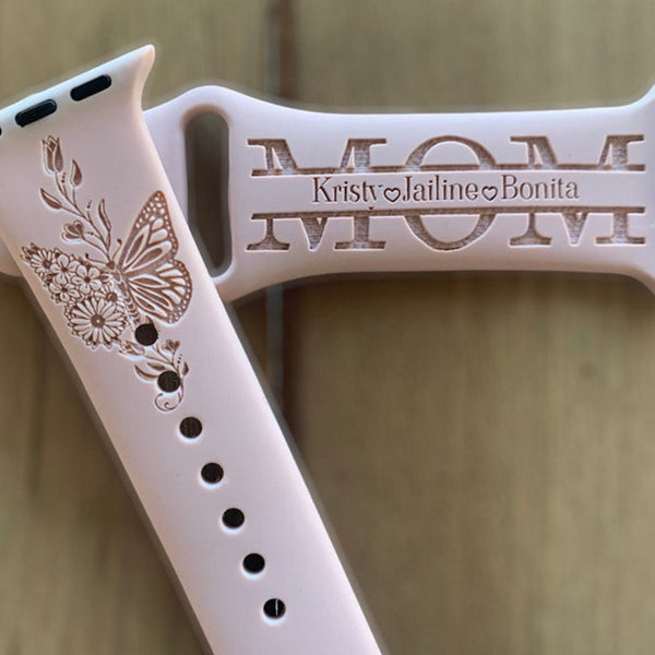 Personalized Engraved Mom Smart Watch Band with Custom Names, Kids, Gift for Mom