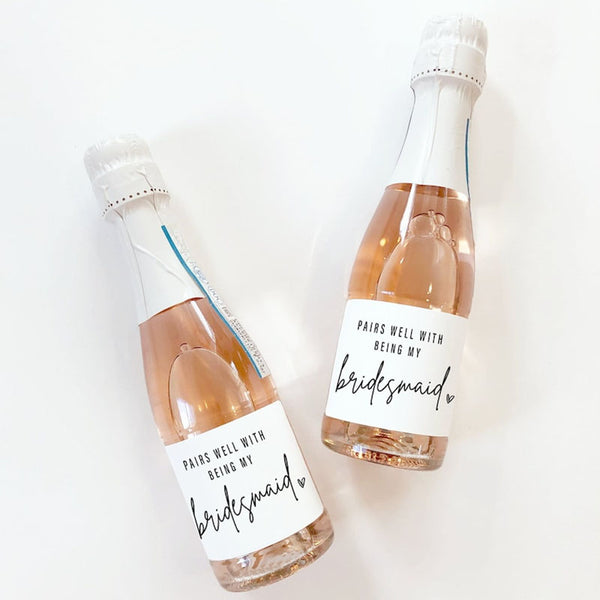 Modern Bridesmaid Gift Mini Champagne Label, Bridesmaid Proposal Box Idea