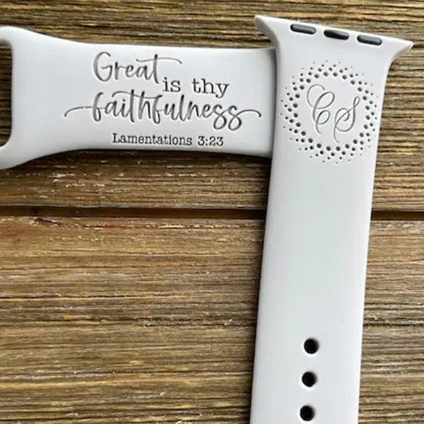 Lamentations 3:23 iWatch Band, inspirational Apple Watch Band personalized Monogram, Great is thy Faithfulness