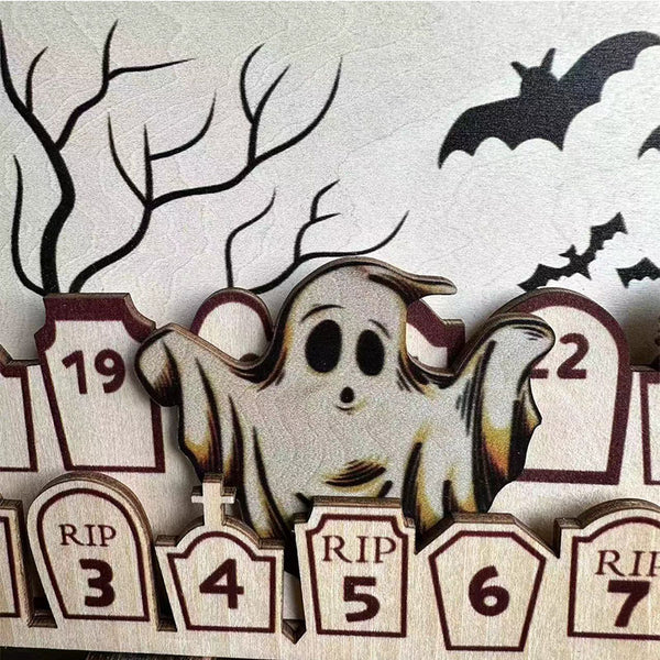 Wooden Halloween Advent Calendar  with Countdown  Reusable   Holiday Decoration Halloween Decor