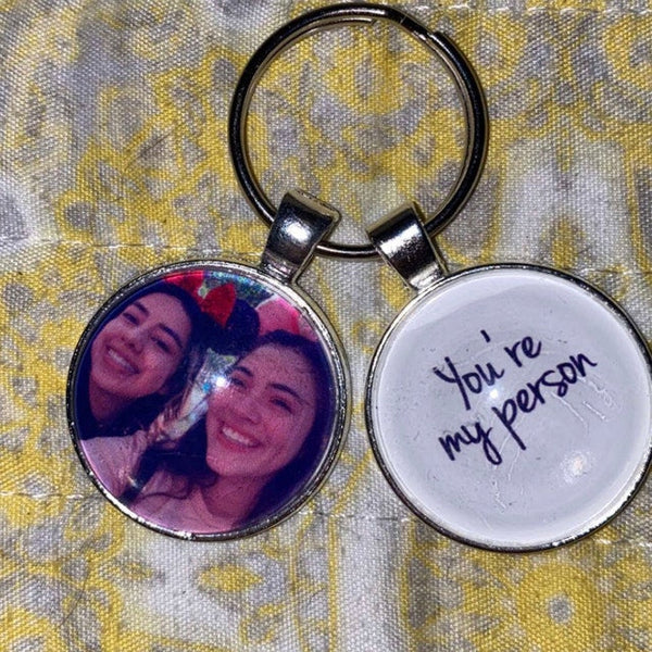 Personalised Friendship, fathers day gifts, Family, Couple (Custom Photo) Keyring Birthday Gift 'Insert Wording'