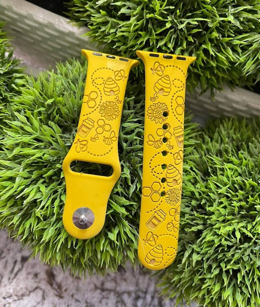 Honey Bee, bumblebee, beehive Watch Band , Laser Engraved