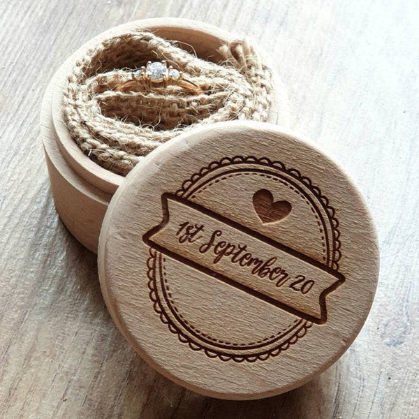 Personalised Wedding Ring Box, Custom Ring Bearer Box, Proposal Box, Engagement Ring, Wooden I Do Box, Rustic, Boho Chic - 9 DESIGN CHOICES