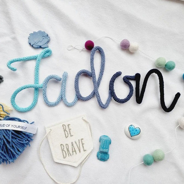 Rainbow Knitted Name Sign | Alternating Colour Word Sign