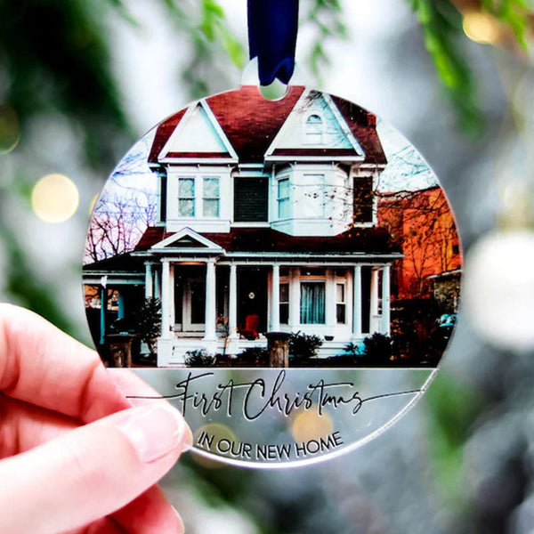 Custom New House Photo Christmas Bauble, New Homeowner Gift 2021