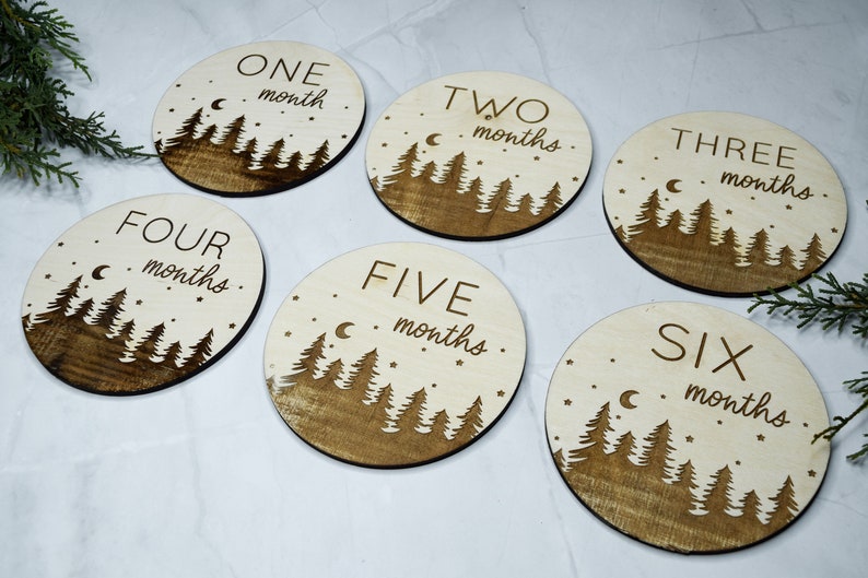 Baby Monthly Milestone Markers, Wood Milestone Discs, Baby Photo Props