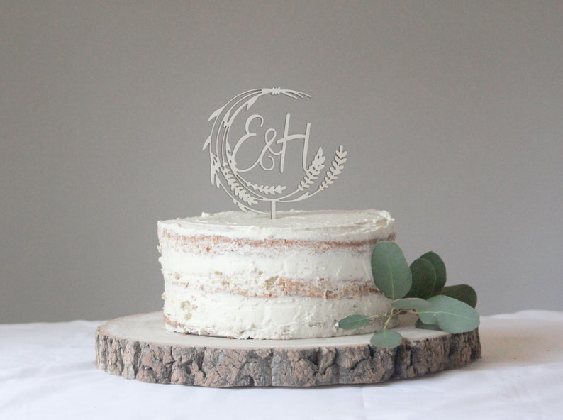 Rustic Wedding Cake Topper, Natural Wedding Topper, Monogram Wedding Topper