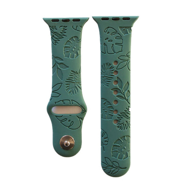 Leaves Engraved Silicone Apple Watch Band Strap