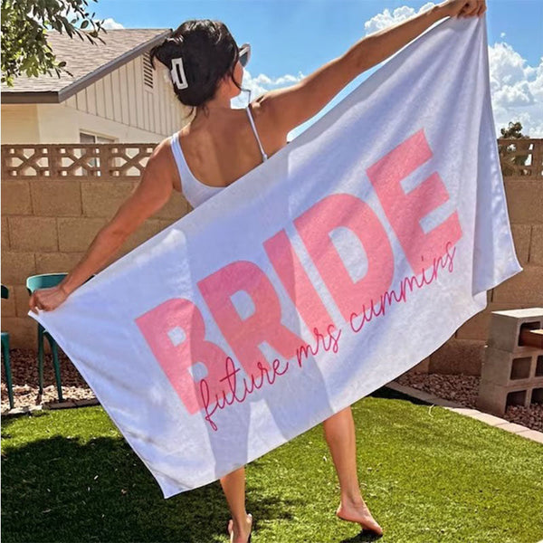 Custom Bride and Bridesmaid Beach Towels