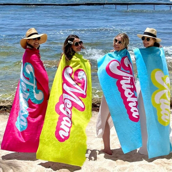 RETRO Style Personalized Beach Towel Personalized Name Bath Towel Custom Pool Towel Beach Towel With Name Outside Birthday Vacation Gift