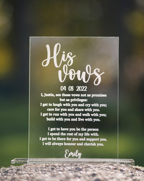 Wedding Vow Books, Custom Wedding Vows, Wedding Decor, Acrylic Wedding Decor