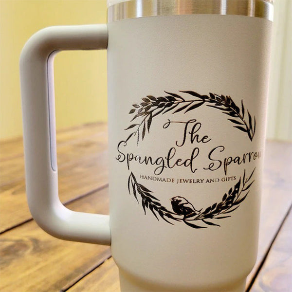 Personalized Engraved 40 oz Dishwasher Safe Tumbler | Cup with Handle