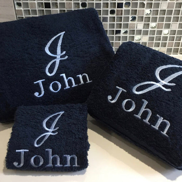 Simple Script Monogram Towels,  Embroidered Bath, Hand and Face Cloths, Personalized Face Cloths Hand and Bath towels