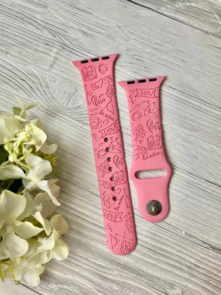 Valentines Day, love, be mine Watch Band, Laser Engraved