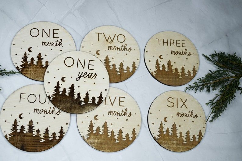 Baby Monthly Milestone Markers, Wood Milestone Discs, Baby Photo Props