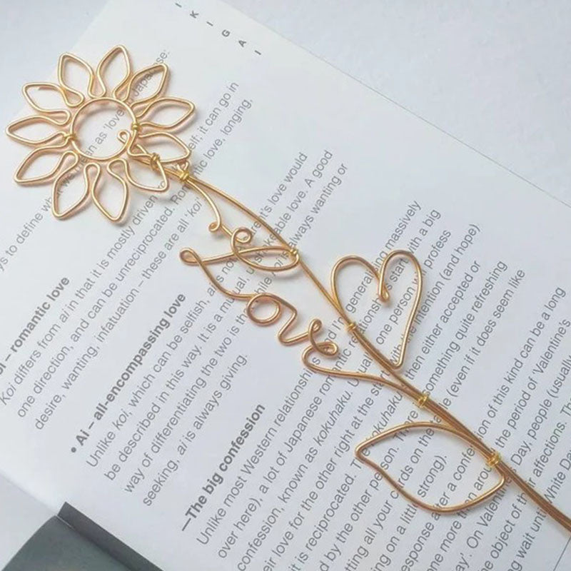 Sunflower and Heart Wire Name, Wire Name Bookmark