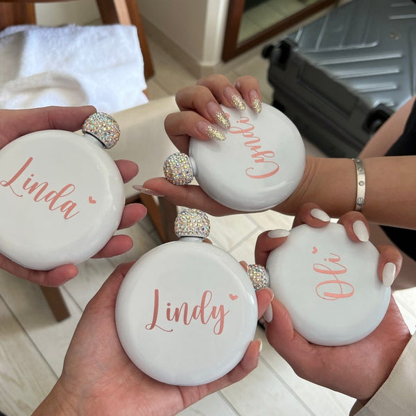 Customized Flasks, Personalized Round Flask, Stainless Steel Flask, Bachelorette Party