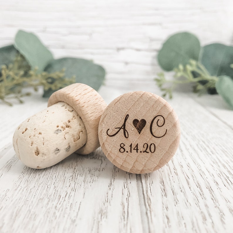 Personalized Wine Bottle Stopper, Cork Bottle Stopper, Custom Wine Stopper Wedding Favors, Set Of 5