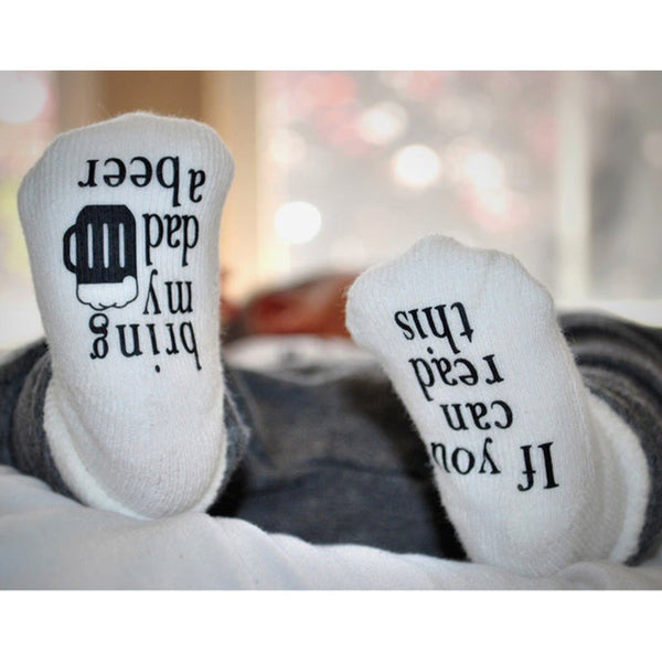 Beer Gifts for Dad, Father's Day Gift, If You can Read this Baby Socks, Unisex Baby Shower Gift