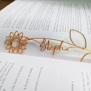 Sunflower Wire Name, Personalized Wire Name Bookmark