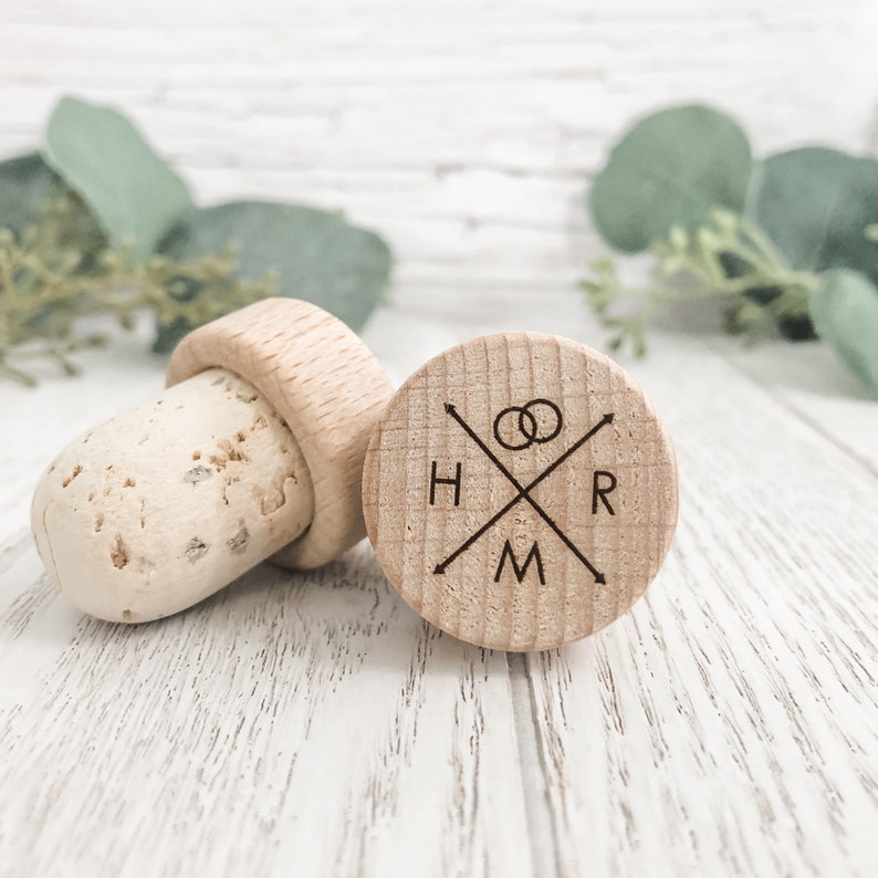 Personalized Wine Bottle Stopper, Cork Bottle Stopper, Custom Wine Stopper Wedding Favors, Set Of 5