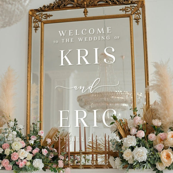 Welcome To Our Wedding Entry Sign, Custom Vinyl Decal Sticker for Mirrors, Wedding Decor