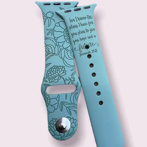 Floral Jeremiah 29 11 Scripture iWatch Band, inspirational Apple Watch Band