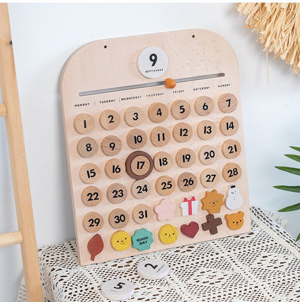 Natural Wooden Calendar-Perpetual Calendar | Home Calendar | Montessori Calendar