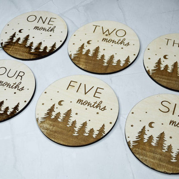 Baby Monthly Milestone Markers, Wood Milestone Discs, Baby Photo Props