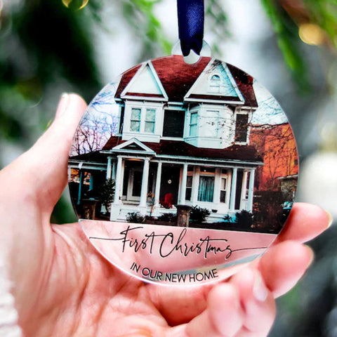 Custom New House Photo Christmas Bauble, New Homeowner Gift 2021