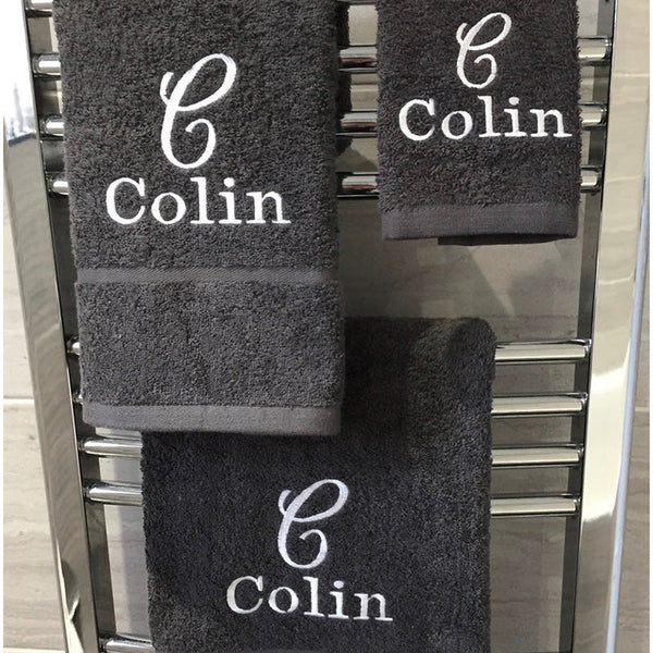 Simple Script Monogram Towels,  Embroidered Bath, Hand and Face Cloths, Personalized Face Cloths Hand and Bath towels