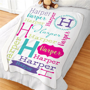 Personalized Repeating Name Sherpa Blanket