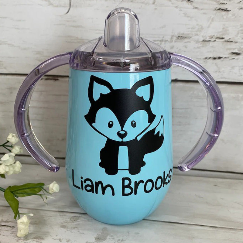 Baby Fox Sippy Cup Personalized with Name / Stainless Steel Toddler Cup / Birthday Gift