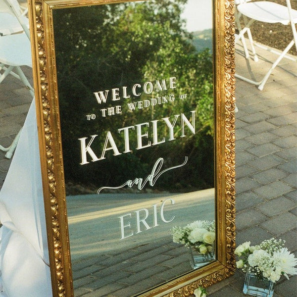 Welcome To Our Wedding Entry Sign, Custom Vinyl Decal Sticker for Mirrors, Wedding Decor