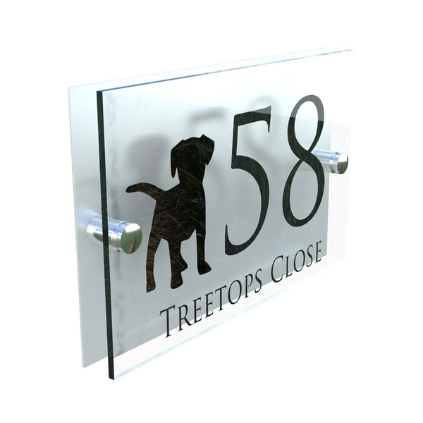 Modern Decorative Dog Puppy Contemporary Property Number Door