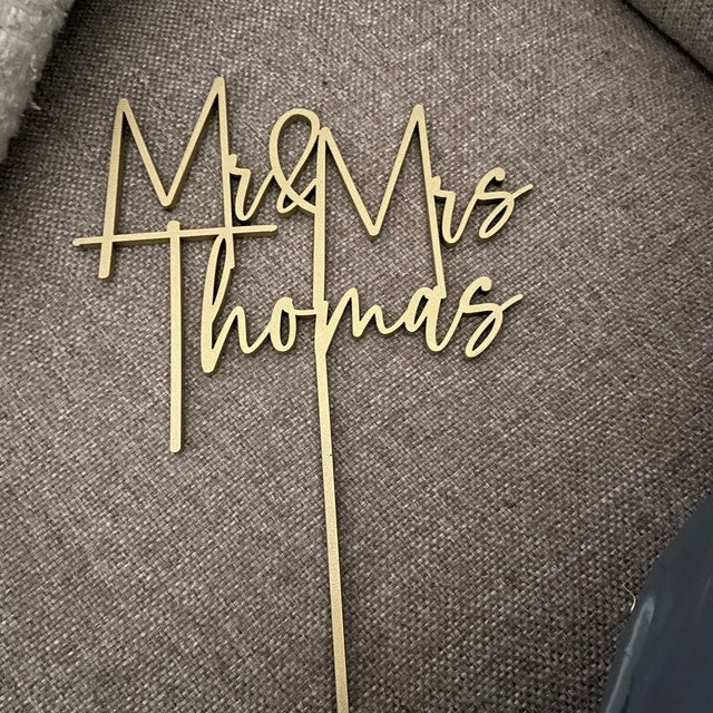 Gold Cake topper for Wedding, Personalized cake topper, Rustic wedding cake topper, Custom Mr Mrs cake topper