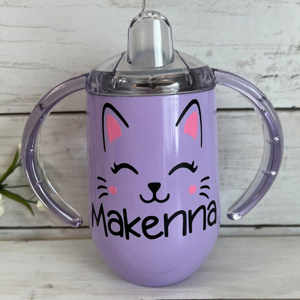 Cute Kitty Cat Sippy Cup Personalized / Custom / Stainless Steel Toddler / Baby Shower Gift / Training / 10oz