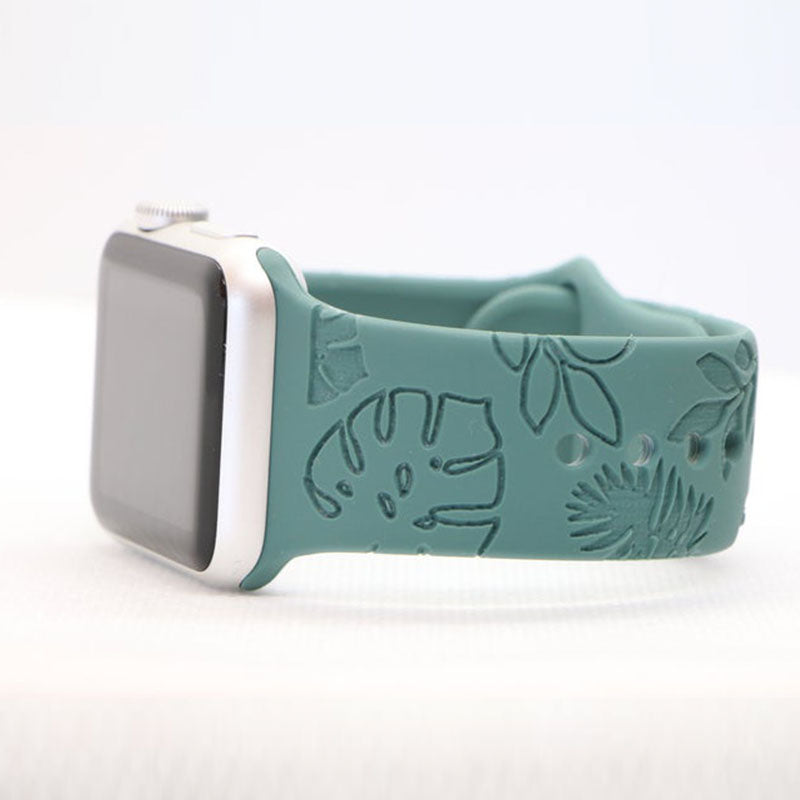 Leaves Engraved Silicone Apple Watch Band Strap