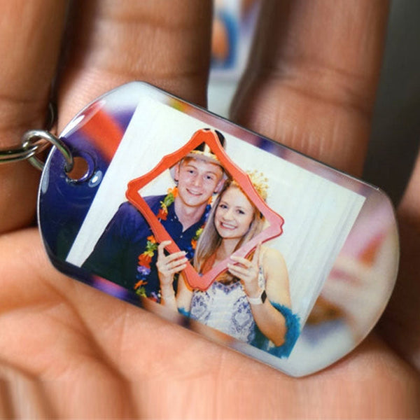 2 photo keychains, personalized photo keychains, custom photo keychains for your lover, friends and family