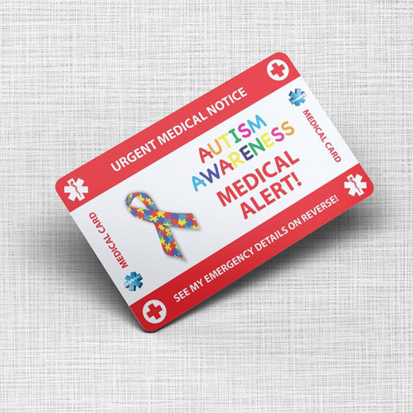 Autism Awareness Emergency Wallet Card - Medical Card - PVC Card Credit Card Size and same Material