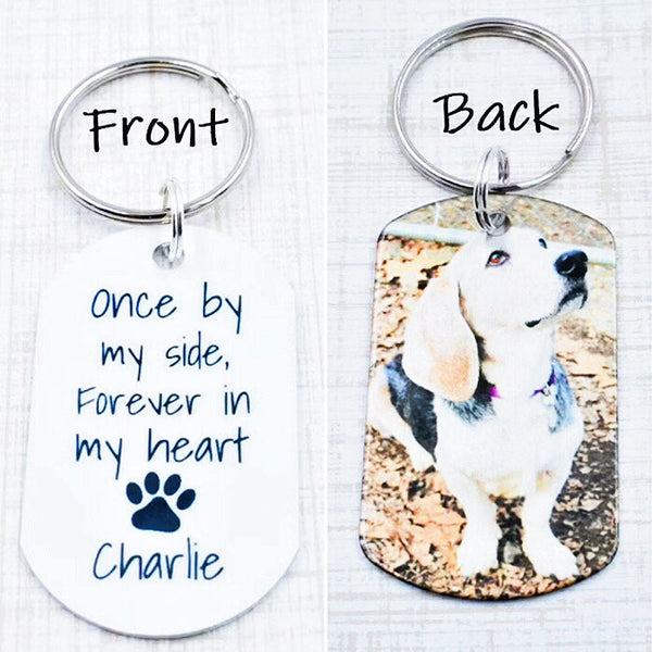 Once by my side, Forever in my Heart - Pet Remembrance Keychain - Pet Loss Gift