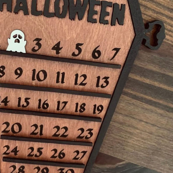 Halloween countdown calendar coffin ghost spooky gothic witchcraft lasercut stained wood home decor