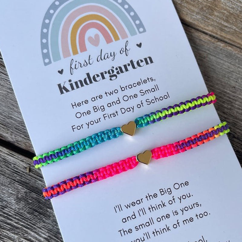 Heart Rainbow Matching Bracelets First Day of Kindergarten