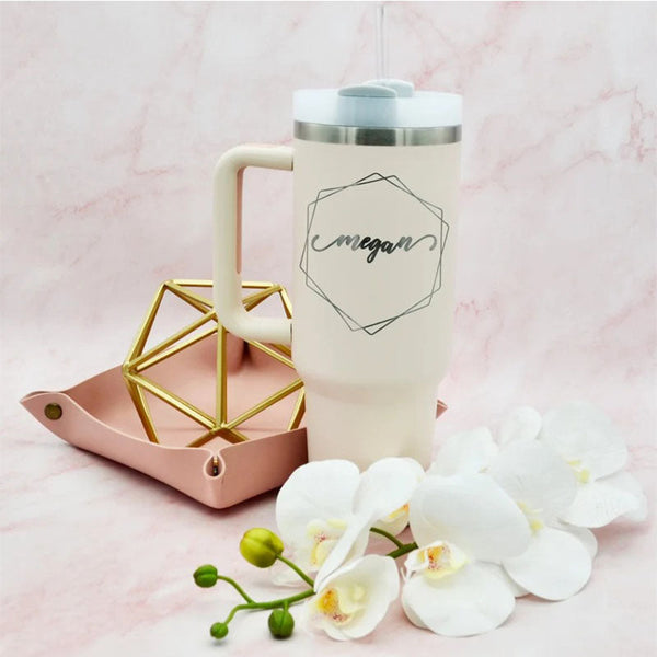 Personalized 40oz Bridal Party Tumbler with Handle & Straw